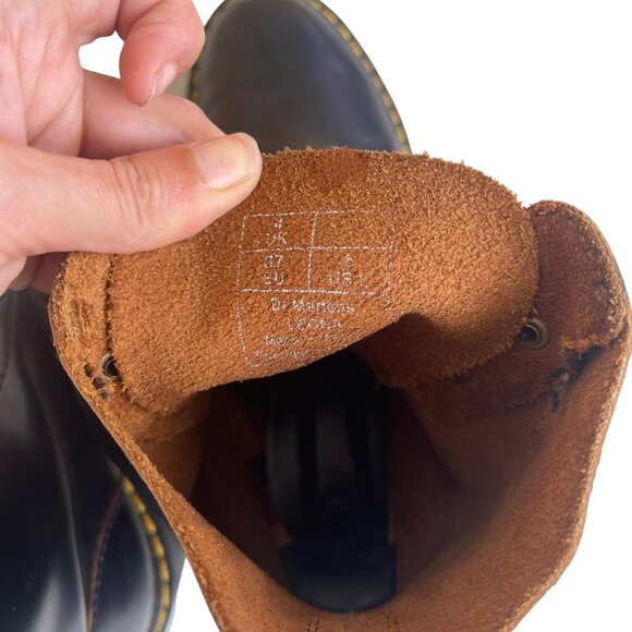 ✨ Dr. Martens Leona Black Leather Platform Combat Boots Women’s 6 - Picture 5 of 8